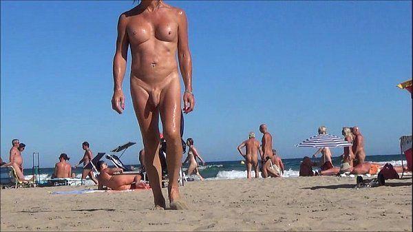Nudist transgender lick penis on beach