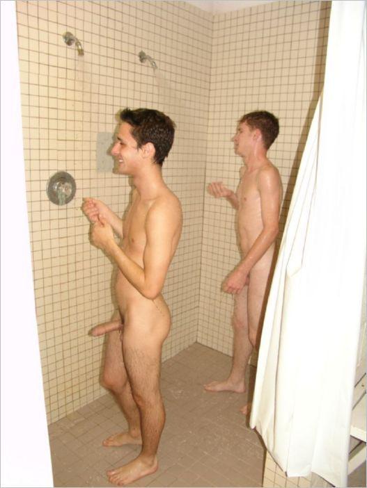 Men naked public shower