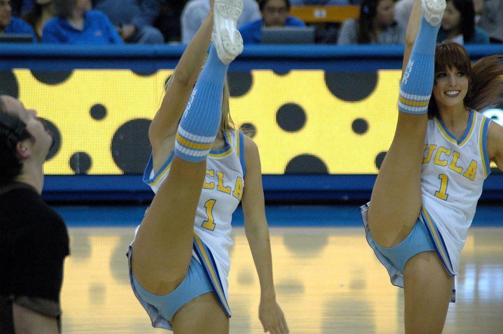 College cheerleader leg kicks pantyhose