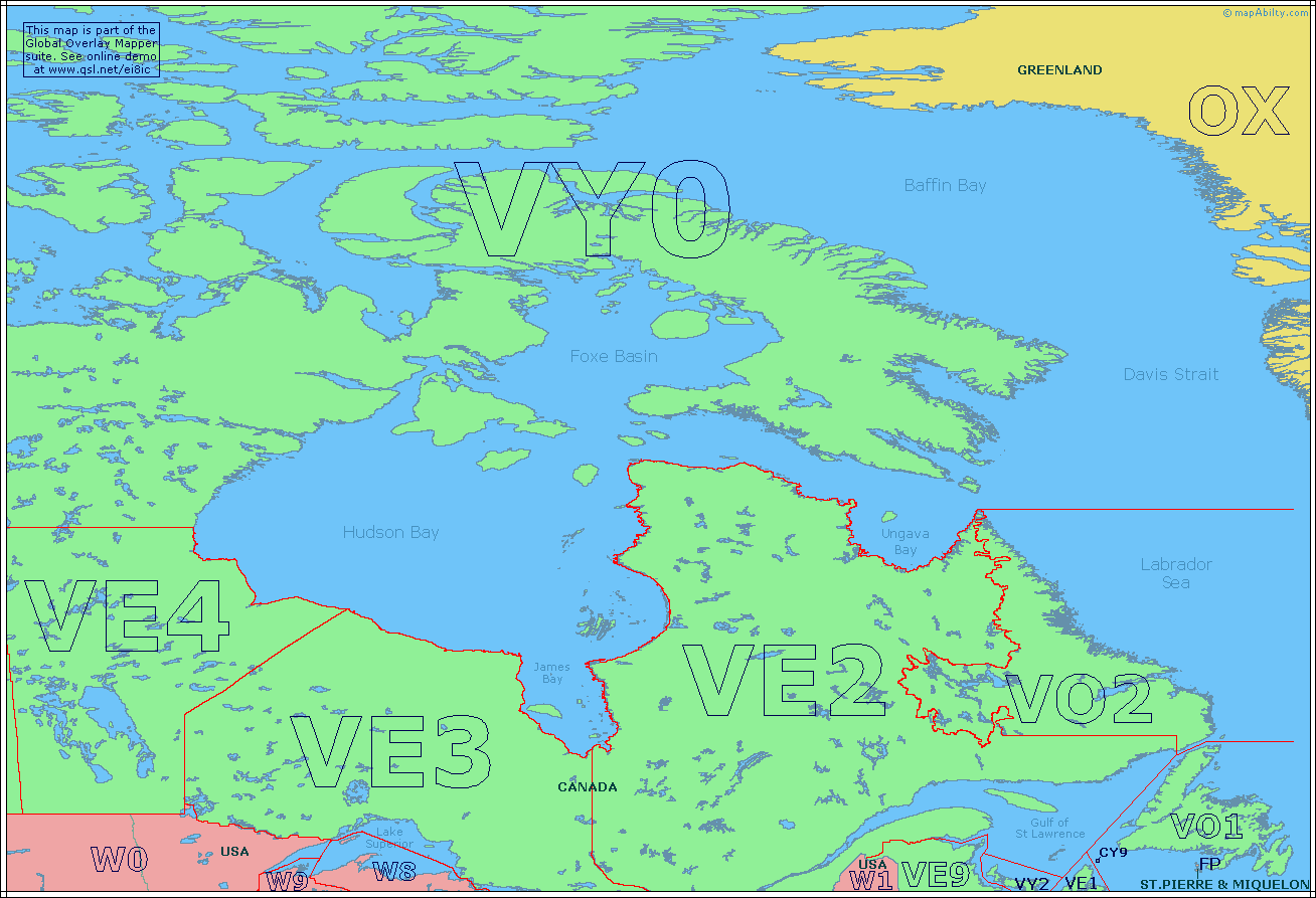 Captian R. reccomend Canada amateur prefix map
