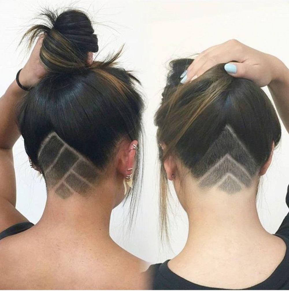Long hair with shaved undercut styles