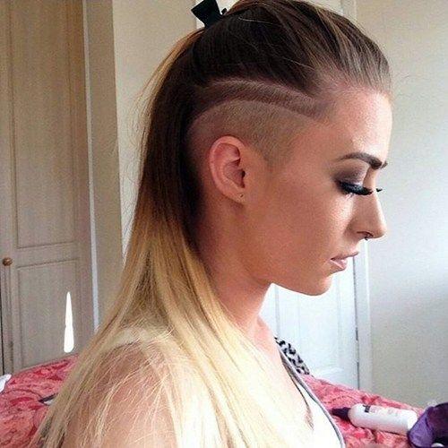Long hair with shaved undercut styles